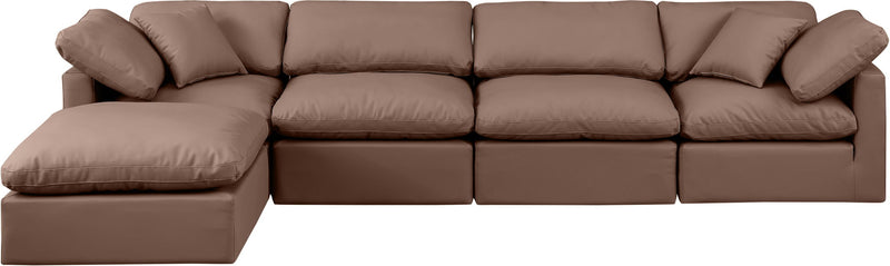 Indulge - Faux Leather 5 Piece Modular Sectional With Chaise