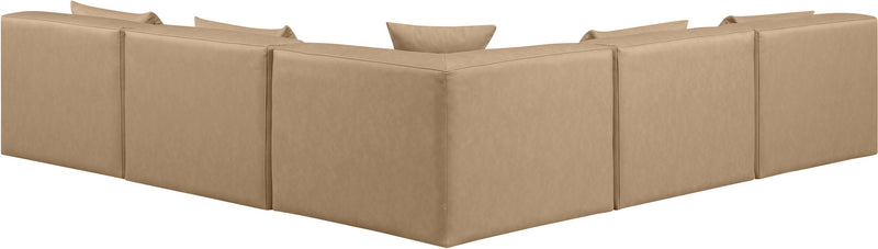Cube 108" Tan Vegan Leather Upholstered 5pc. Modular Sectional