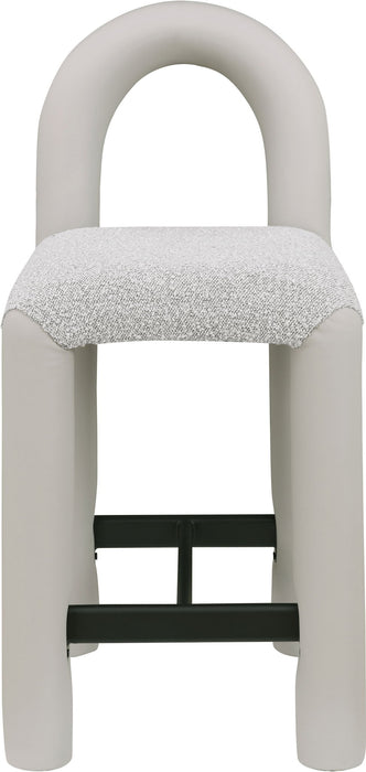 Amari - Vegan Leather and Boucle Fabric Stool