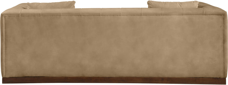 Mallina 90.5" Tan Vegan Leather Upholstered Sofa