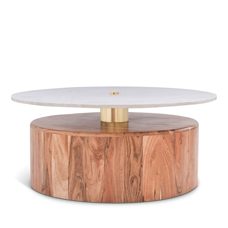 Stonewood Natural Marble Top And Acacia Wood Base Coffee Table