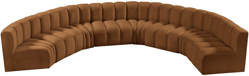Arc 162" Saddle Velvet Upholstered 8pc. Modular Sectional