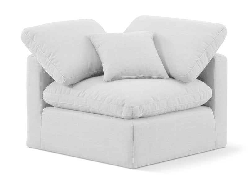 Indulge White Linen Textured Fabric Upholstered Modular Corner Chair