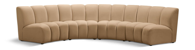 Infinity 148" Camel Velvet Upholstered 4pc. Modular Sectional