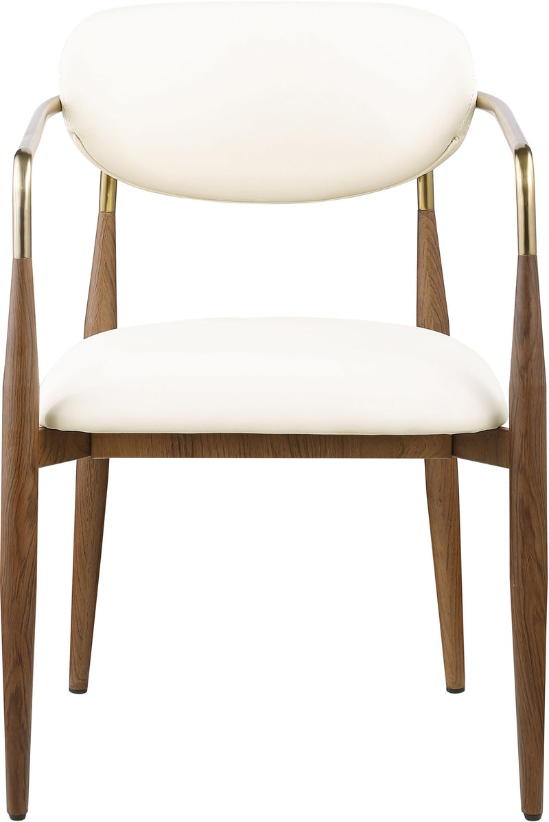 Ronda - Vegan Leather Upholstered Dining Arm Chair - Walnut Legs