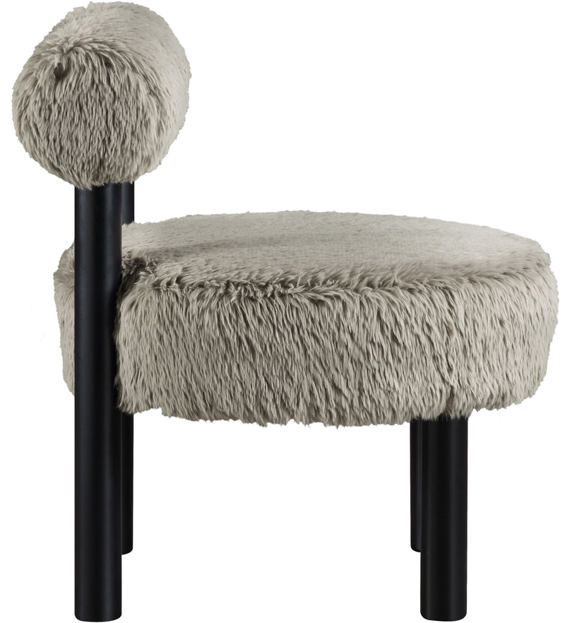 Ambre Taupe Vegan Shearling Fabric Upholstered Accent Chair