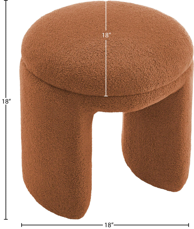 Bowen Saddle Faux Shearling Teddy Fabric Upholstered Stool