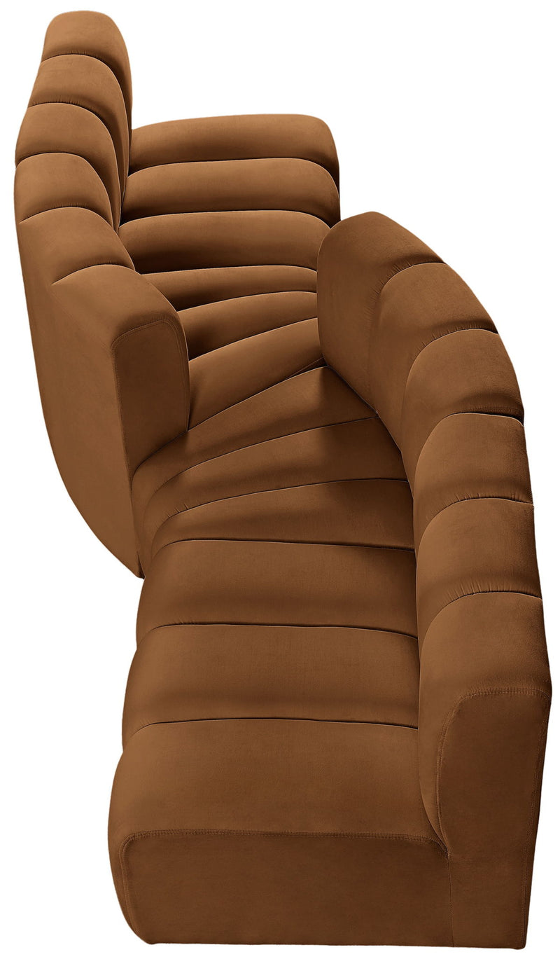 Arc 108" Saddle Velvet Upholstered 4pc. Modular Sectional
