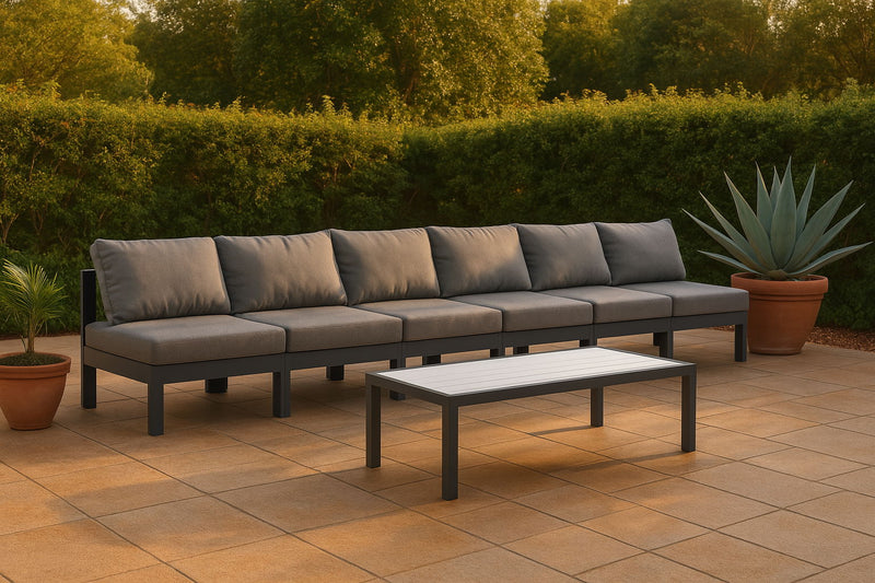 Nizuc - Outdoor Patio 6 Seat Armless Modular Sofa With Gray Frame