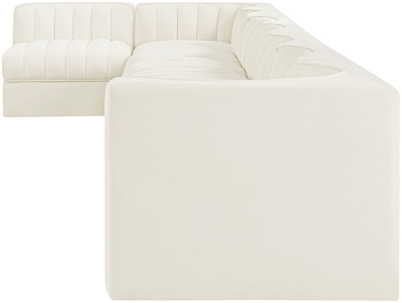 Rummi - Velvet Performance Fabric Upholstered 8 Piece Modular Sectional, L-Shaped (Right)