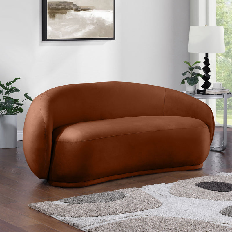 Emery 77" Cognac Velvet Upholstered Loveseat
