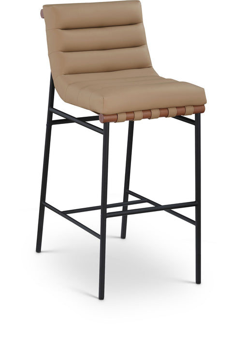 Burke Tan Vegan Leather Upholstered Bar Stool