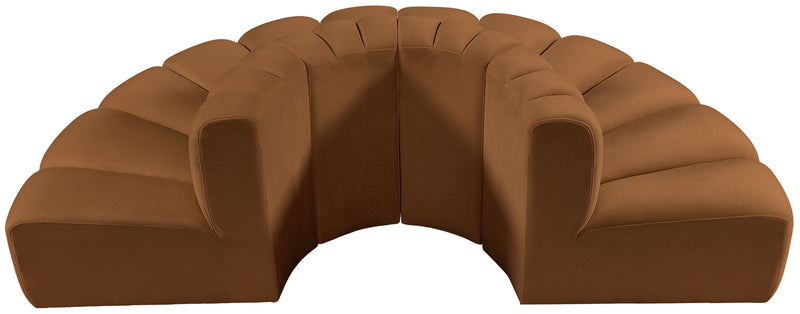 Arc 90" Saddle Velvet Upholstered 4pc. Modular Sectional