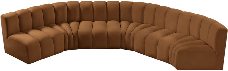 Arc 151" Saddle Velvet Upholstered 6pc. Modular Sectional