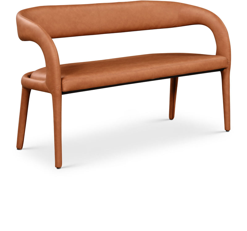 Sylvester Cognac Vegan Leather Upholstered Bench