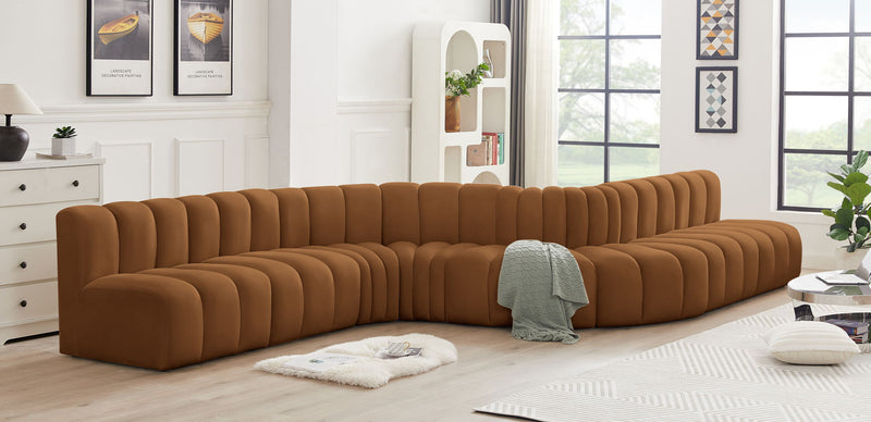 Arc 197" Saddle Velvet Upholstered 8pc. Modular Sectional