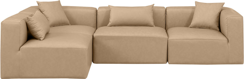 Cube 108" Tan Vegan Leather Upholstered 4pc. Modular Sectional