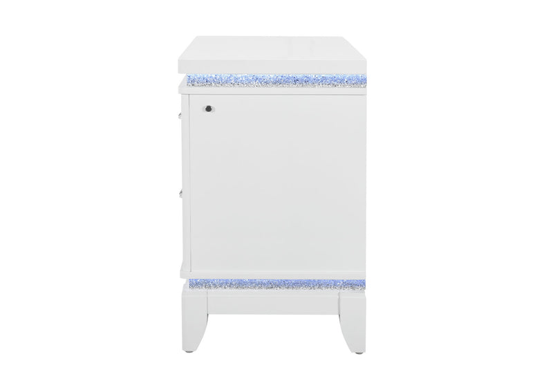 Alina - Nightstand With Cooler, LED, Speaker And USB - White