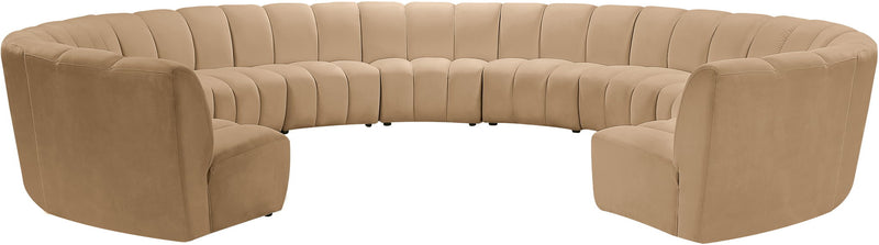 Infinity 183" Camel Velvet Upholstered 11pc. Modular Sectional