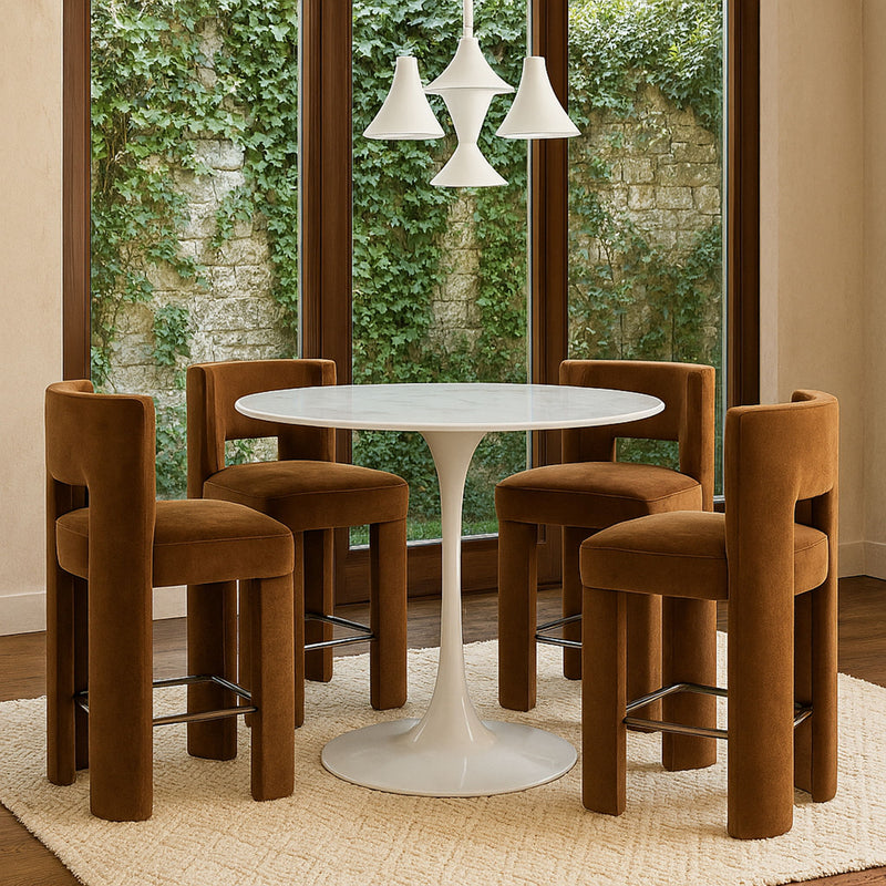 Zuno Saddle Velvet Upholstered Counter Stool