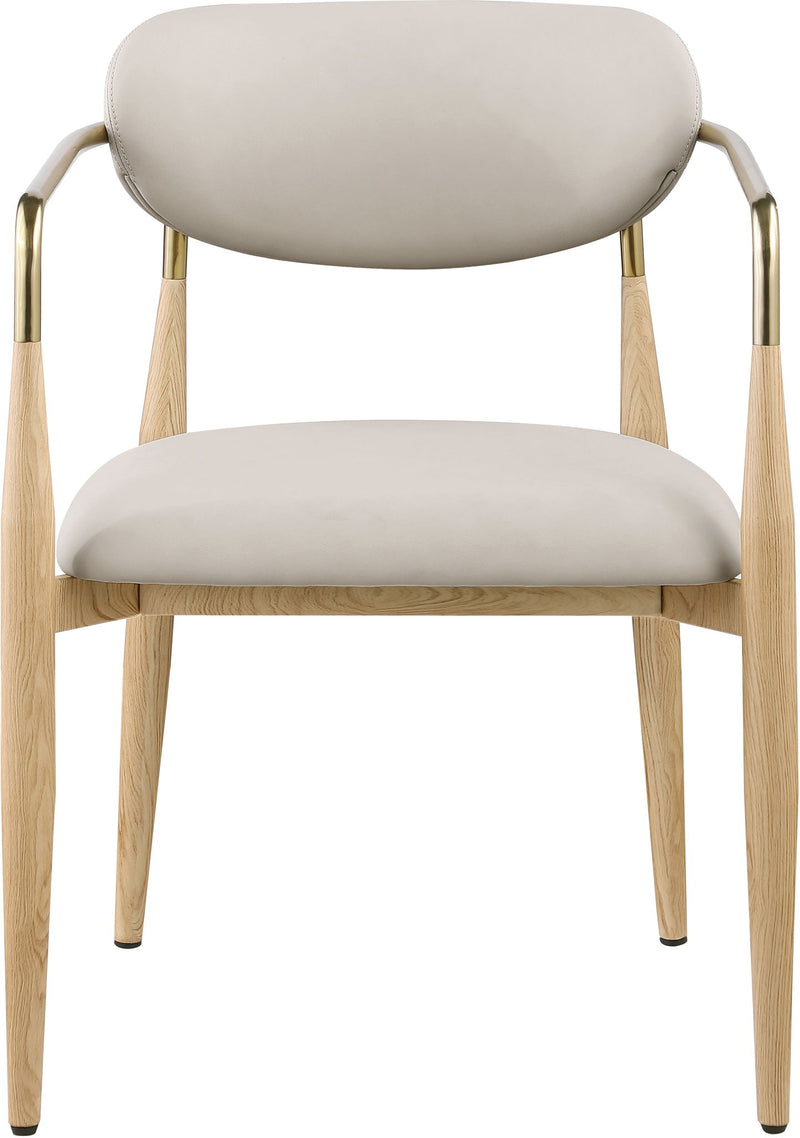 Ronda - Vegan Leather Upholstered Dining Arm Chair - Natural Legs