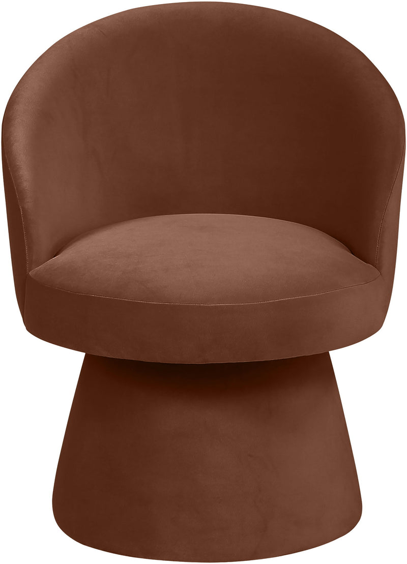 Selene - Velvet Performance Fabric Upholstered Swivel Dining Chair - Cognac