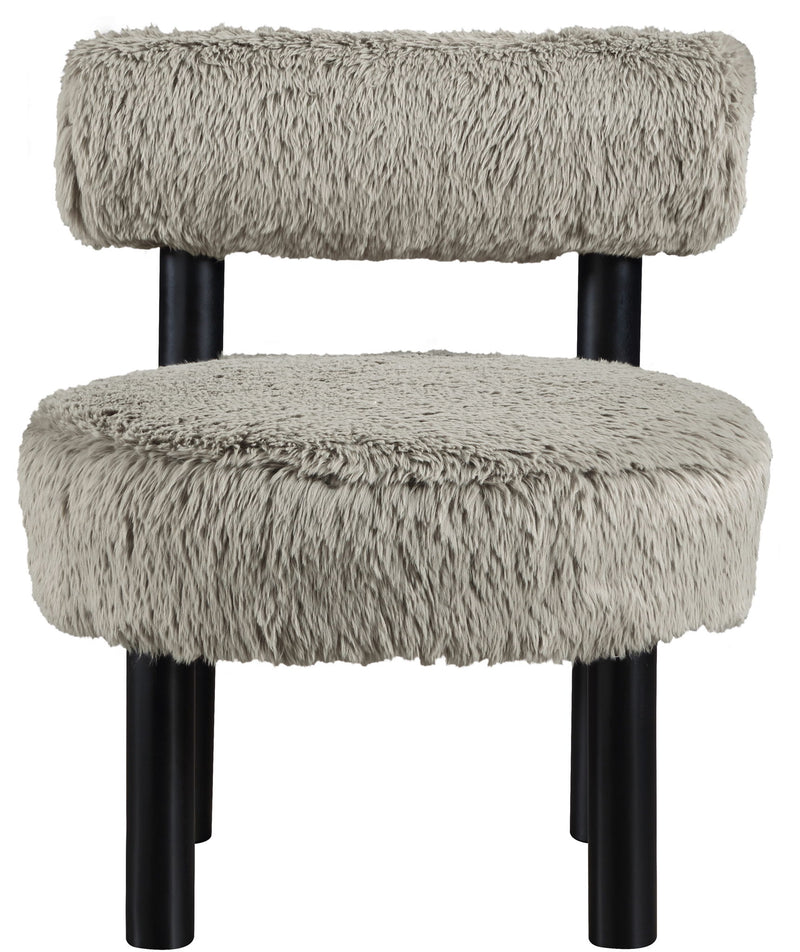 Ambre Taupe Vegan Shearling Fabric Upholstered Accent Chair
