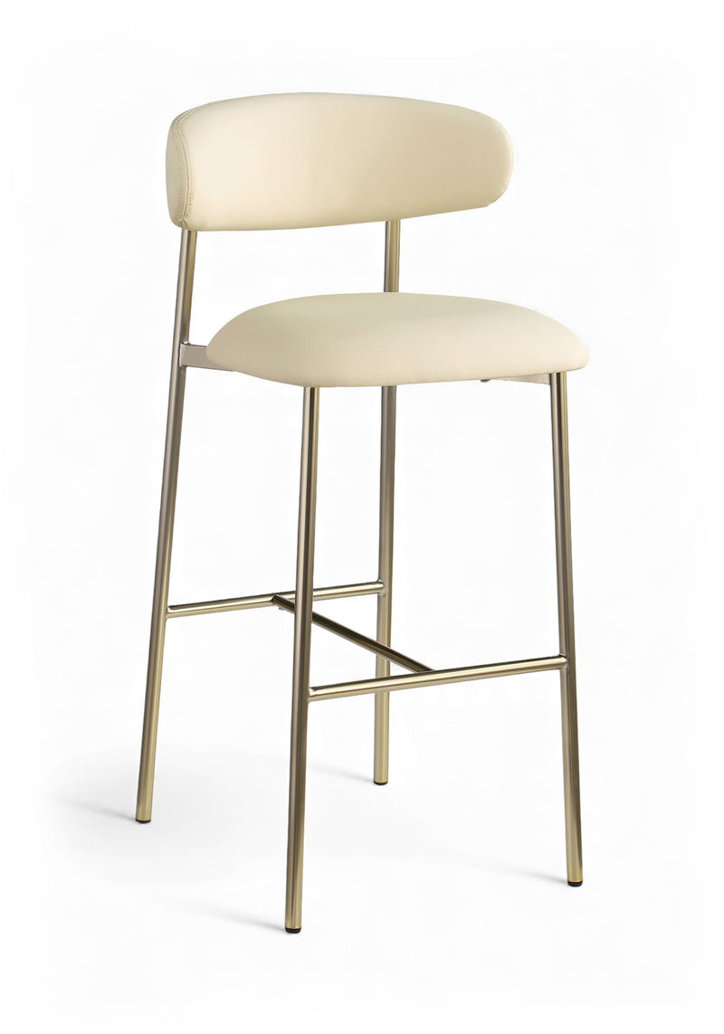 Lupita Cream Vegan Leather Upholstered Bar Stool