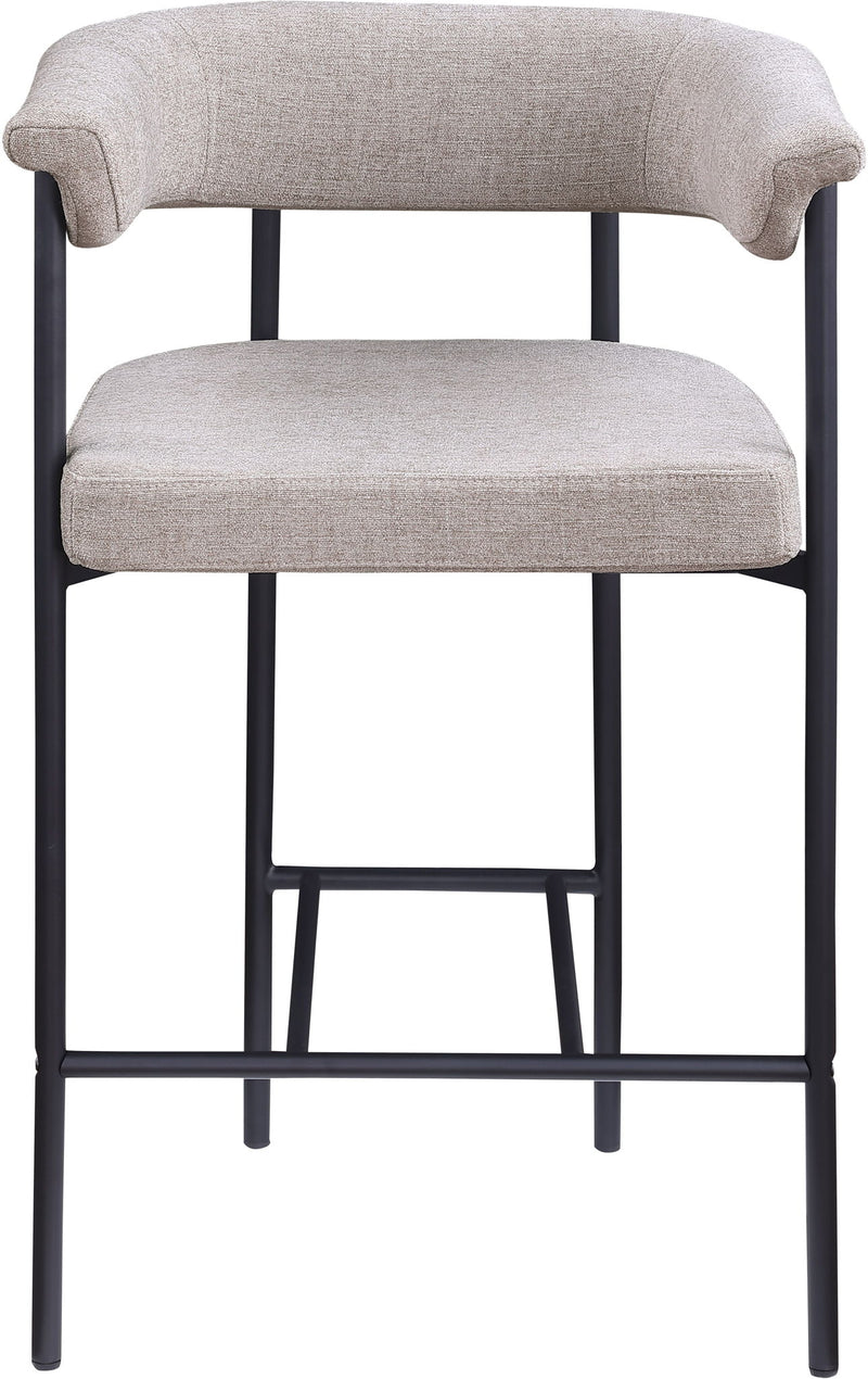 Malin Taupe Linen Textured Fabric Upholstered Counter Stool