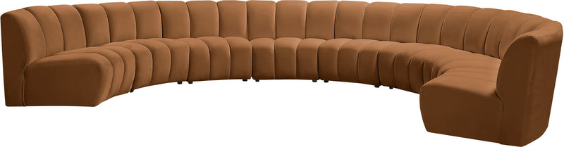 Infinity 183" Saddle Velvet Upholstered 8pc. Modular Sectional