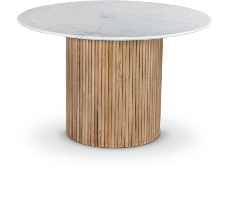 Oakhill 47" Natural Marble Top And Mango Wood Base Dining Table