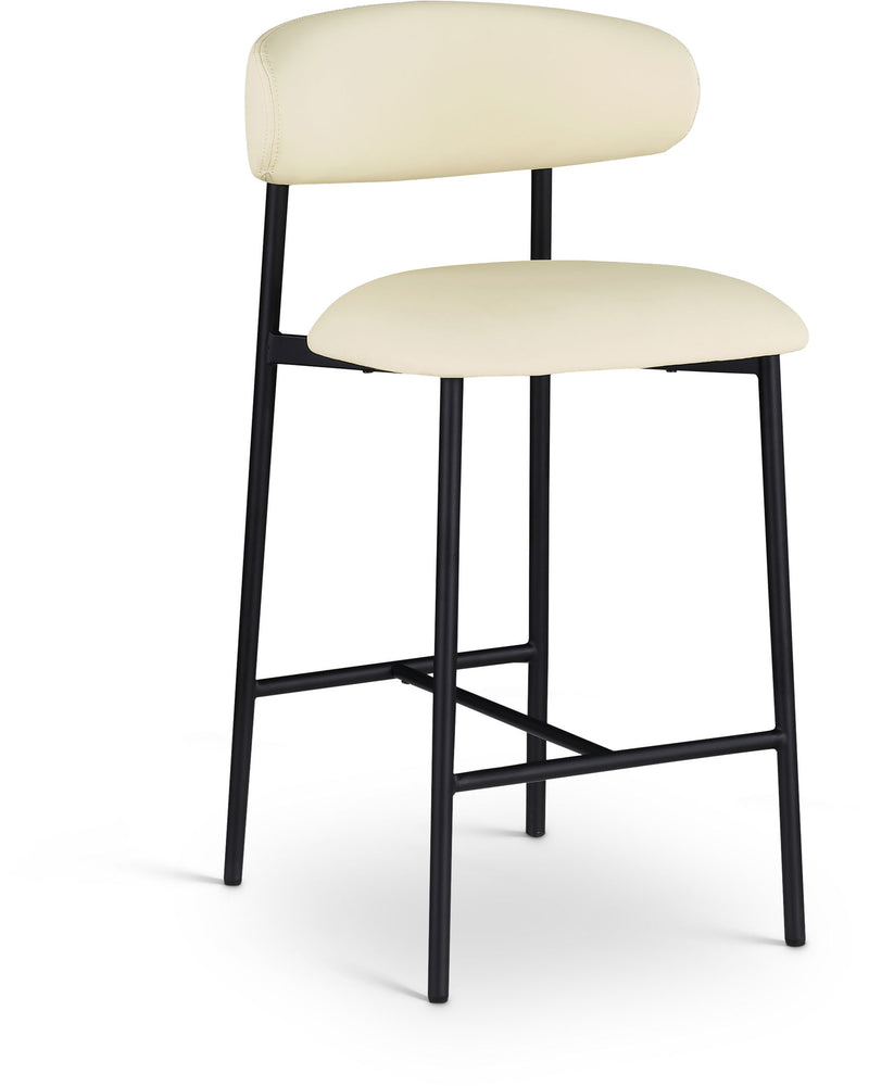 Lupita Cream Vegan Leather Upholstered Counter Stool