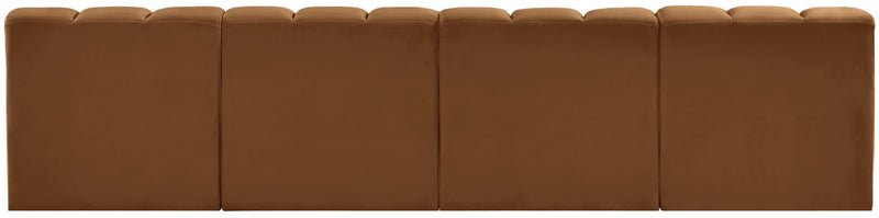 Arc 119" Saddle Velvet Upholstered 4pc. Modular Sectional