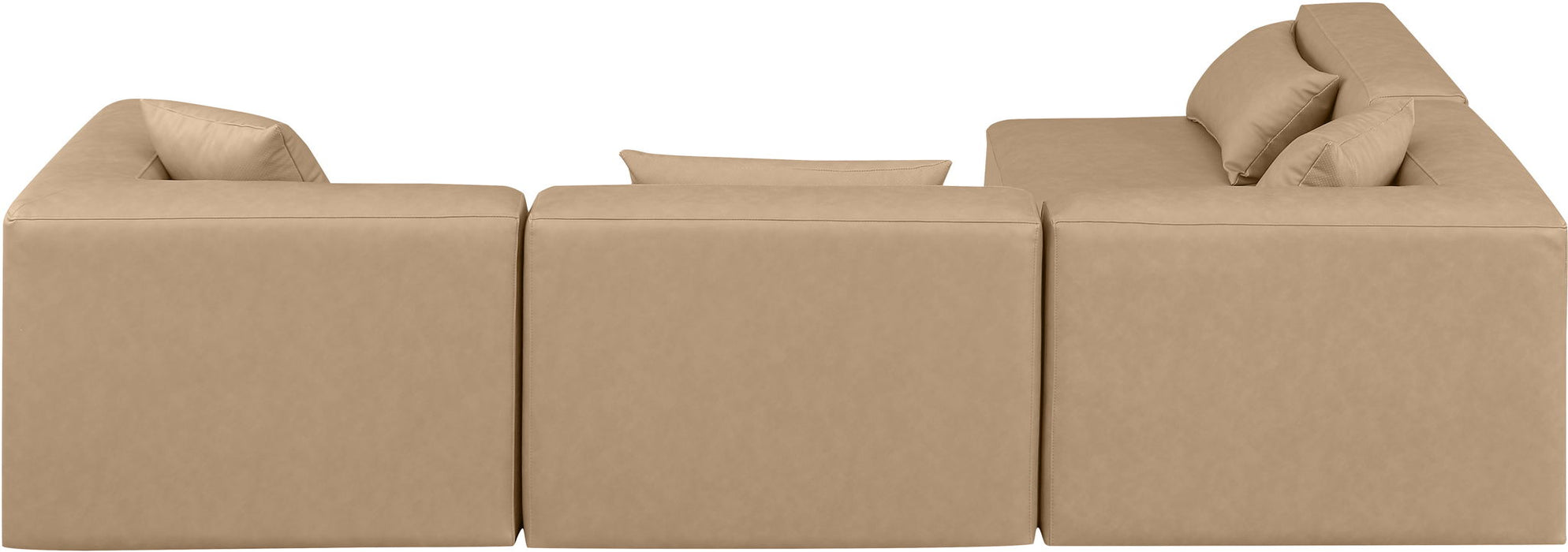 Cube 108" Tan Vegan Leather Upholstered 4pc. Modular Sectional