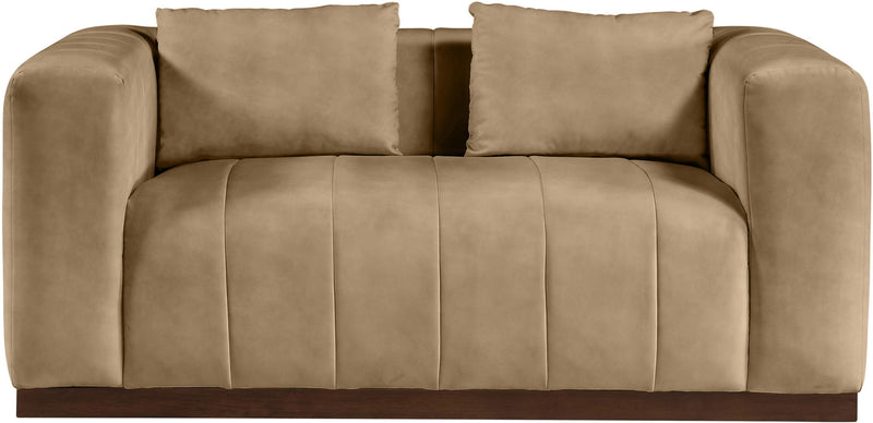 Mallina 67" Tan Vegan Leather Upholstered Loveseat