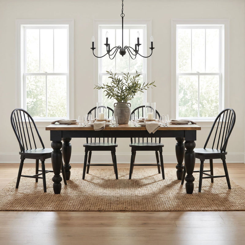 Heritage - Rectangular Dining Table With 18" Leaf - Oak Brown And Black