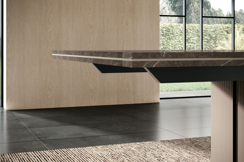 Fidia, Aris - Dining Table - Beige / Dark Brown