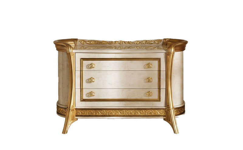 Melodia - 3 Drawers Dresser Arredo - Gold / Beige
