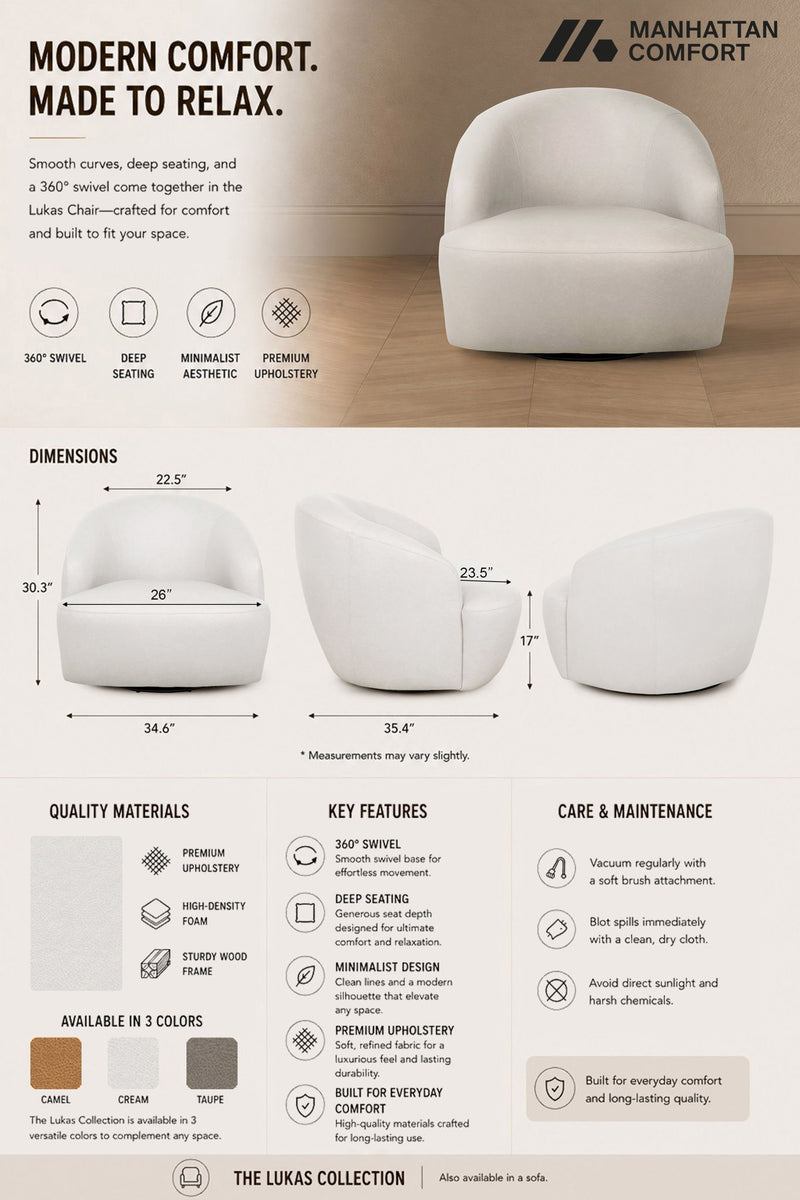 Manhattan Lukas - Upholstered Swivel Accent Chair