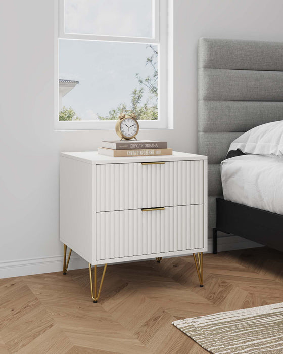 Manhattan Dumbo - Fluted 2-Drawer Nightstand