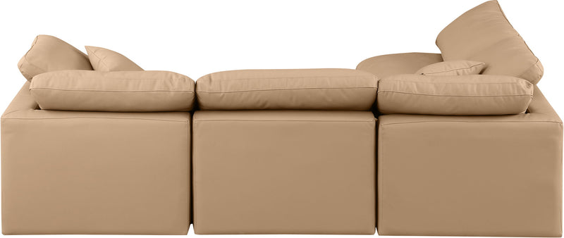 Indulge 105" Tan Vegan Leather Upholstered 4pc. Modular Sectional