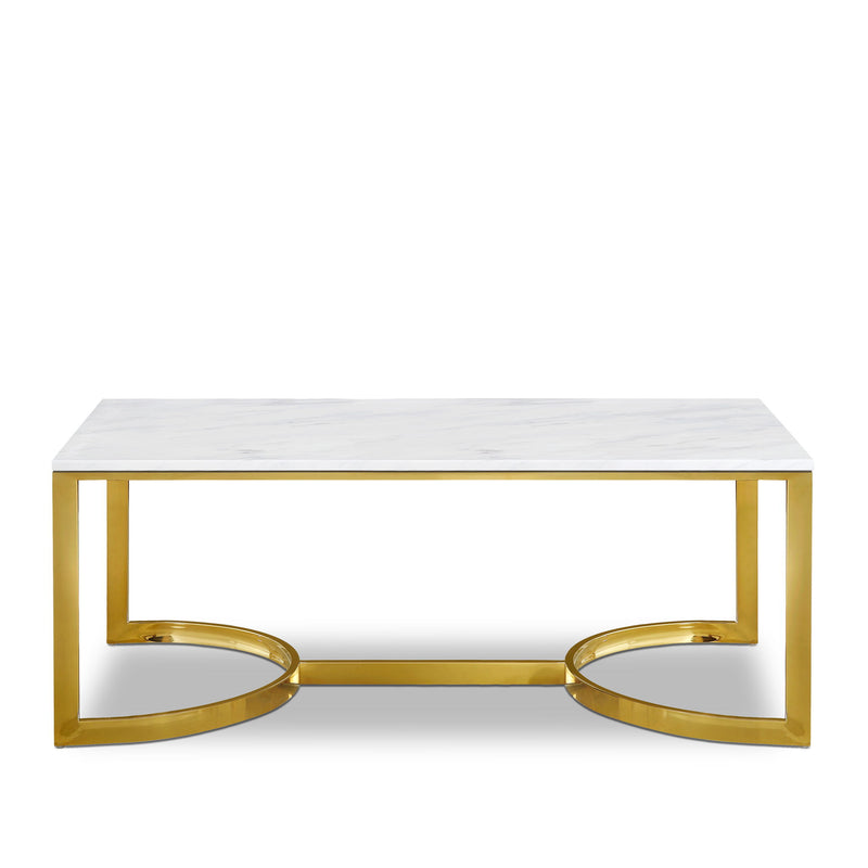 London Gold Marble Veneer Top And Gold Steel Base Coffee Table