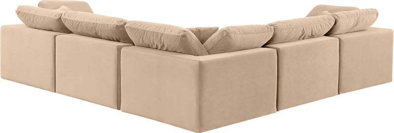 Comfy - 5 Piece Velvet Modular Corner Sectional