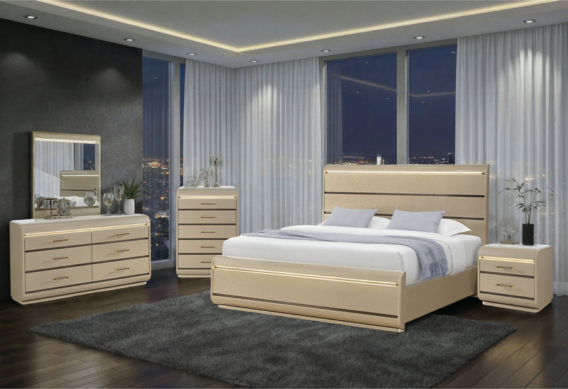 Genesis - Nightstand With LED - Gold