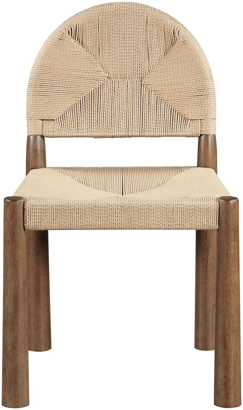 Bohemia Beige Woven Seagrass Cord And Solid Wood Dining Chair