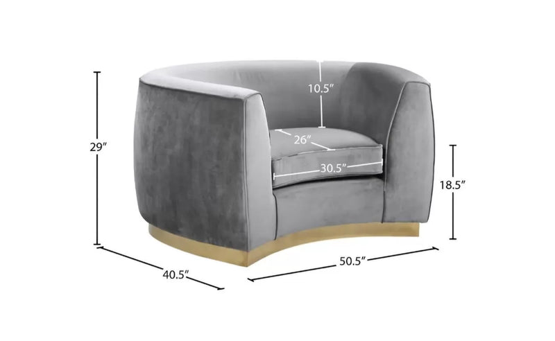 Neveah Velvet 3-Piece Living Room Set In Gray