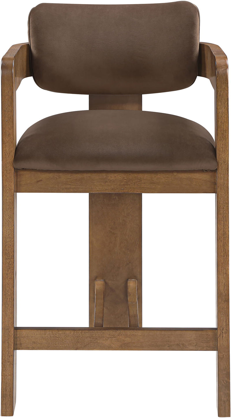 Sacha - Velvet Stool With Brown Base