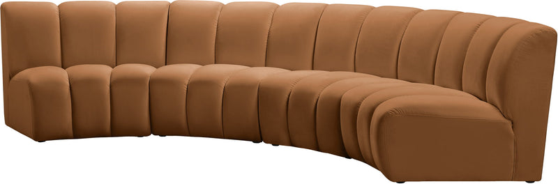 Infinity 148" Saddle Velvet Upholstered 4pc. Modular Sectional