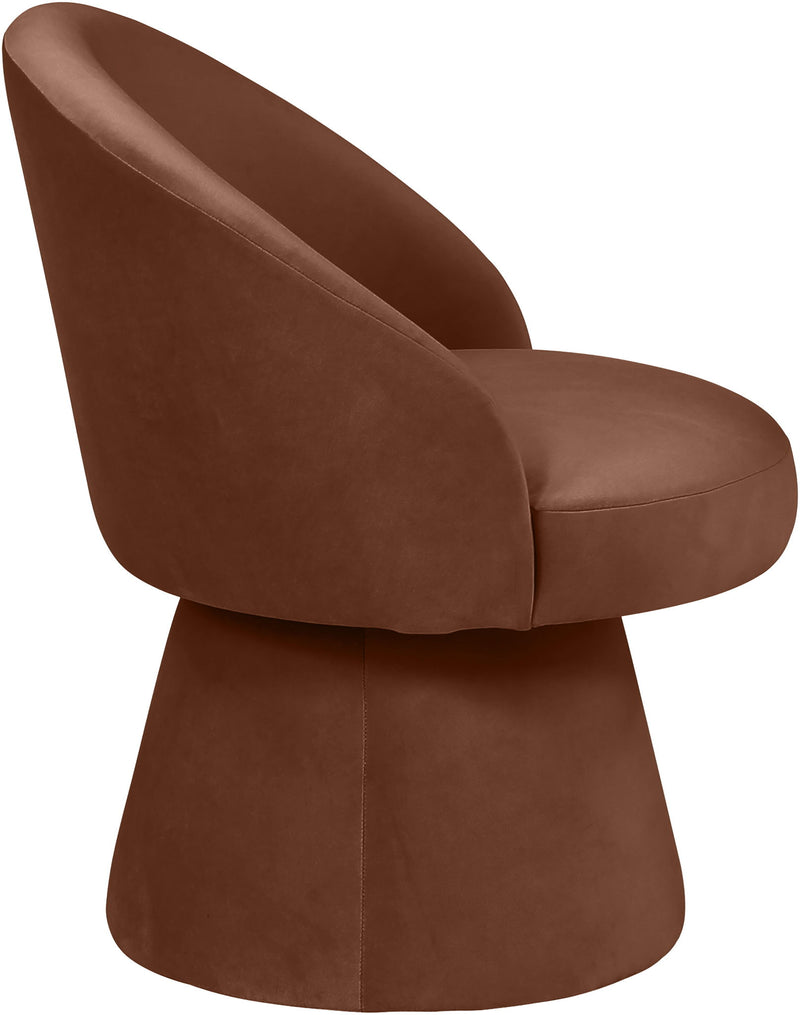 Selene - Velvet Performance Fabric Upholstered Swivel Dining Chair - Cognac