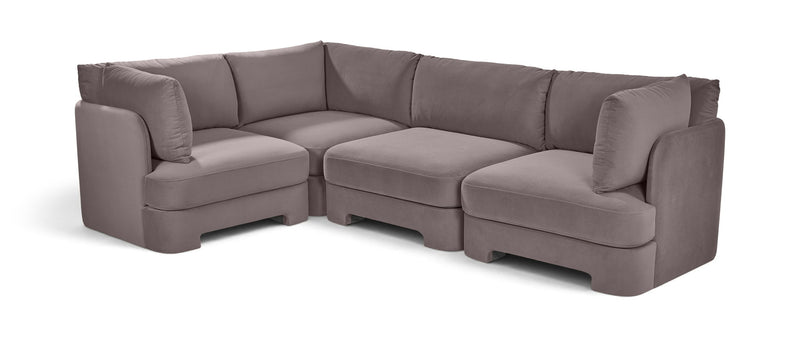 Hammond - Velvet Performance Fabric Upholstered 4 Piece Sectional